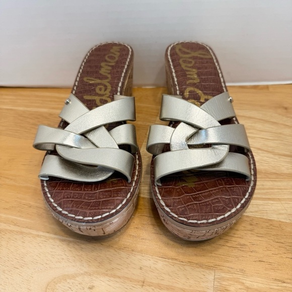 Sam Edelman "Reynere"  Leather Slide Platform Wedge Sandals 8M - Picture 2 of 9